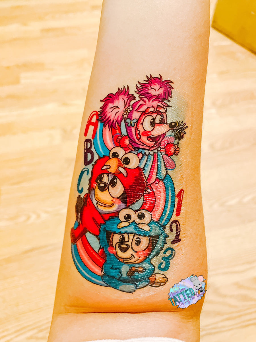 Bluey x Sesame Squad Half Sleeve Temporary Tattoo – Itty Bits Designs